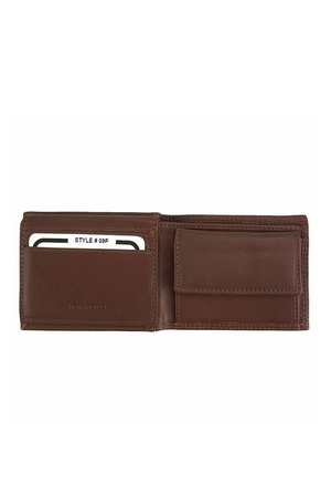 Leather portmanteau of smaller dimensions unisex simple design with coin pocket slots for credit cards / business cards cash