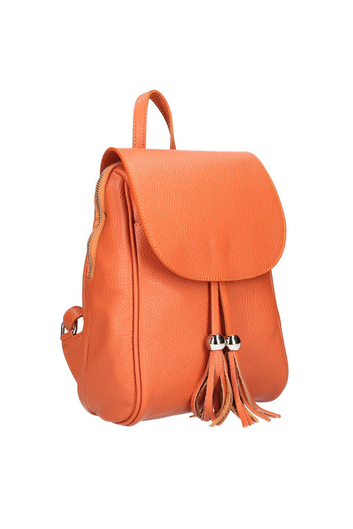 Women's leather backpack with fringe