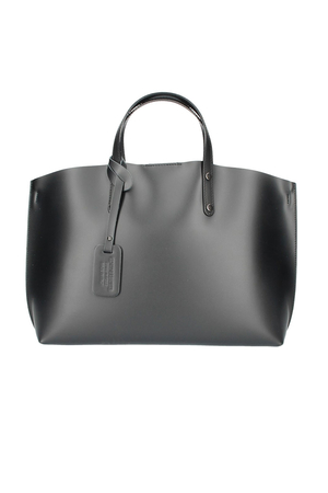 Women's large handbag with inset sewn from genuine Italian leather monochrome design from genuine leather matte, soft simple