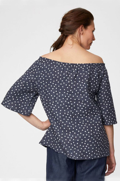 Women's hemp blouse with polka dots