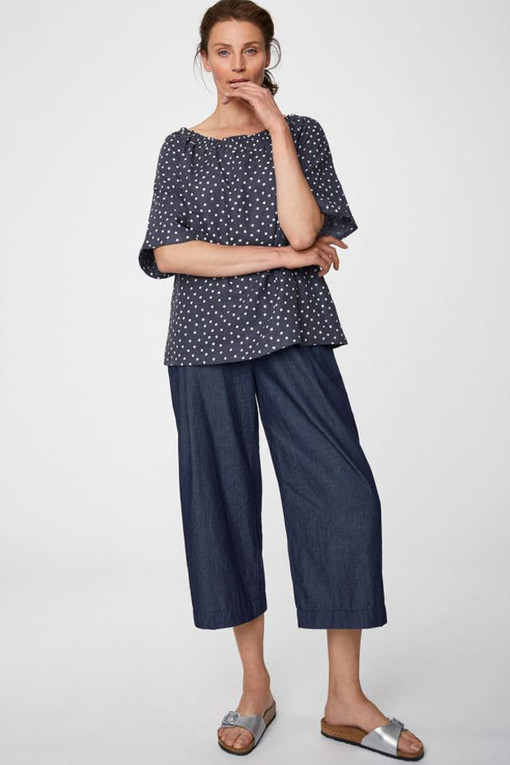 Women's hemp blouse with polka dots