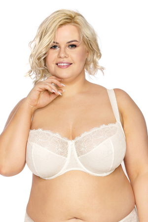 Soft bra in a classic cut in oversizes. popular classic bra in maxi sizes up to size K made of lace with a floral motif the