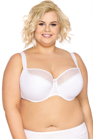 Semi-reinforced women's bra with delicate decoration. A popular model of our customers. popular bra now also in maxi sizes up