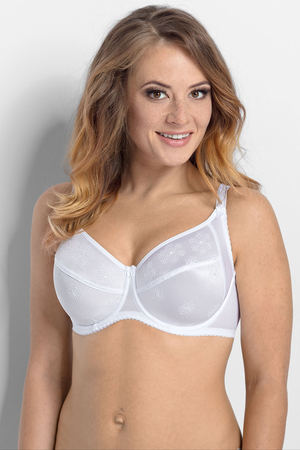 Elegant soft, non-reinforced women's bra with a higher center for a perfect bust shape. simple model with delicate floral