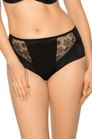 Classic women's panties with a higher waist. on the front decorated with floral embroidery back of smooth, comfortable fabric