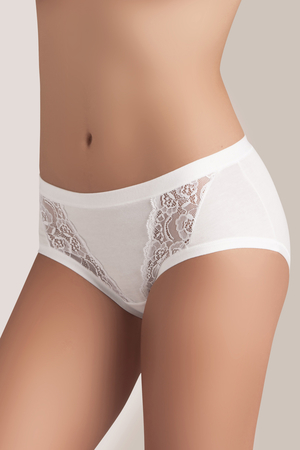 Package of 2 pieces of women's cotton lace panties. made of elastic cotton knit back smooth front part smooth decorated with