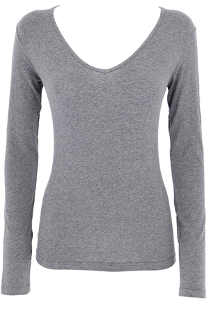Women's cotton t-shirt with long sleeves. made of elastic cotton knit front and back opaque V - neckline available in basic