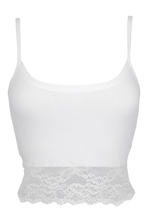Women's cotton top finished with beautiful lace. made of elastic cotton knit elegant lace all around the top in bottom area