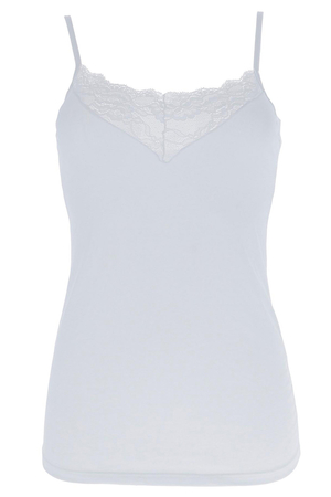 Women's cotton top finished with beautiful lace. made of cotton knit in an elegant lace neckline round neckline spaghetti