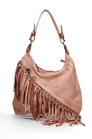 Italian leather handbag decorated with elegant tassels from the Exclusive edition. large inner pocket back zip pocket for