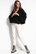 Women's loose fitting v-neck sweater with wool