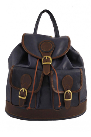 Women's Italian leather backpack in a romantic two-color design. Suitable as a city backpack or a small student backpack. two