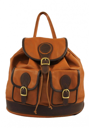 Women's Italian leather backpack in a romantic two-color design. Suitable as a city backpack or a small student backpack. two