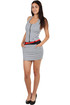 Short close-fitting women's dress with stripes