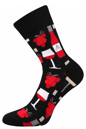 Thin cotton socks suitable for visiting a wine bar. one pair of socks in black and green for white wine lovers the second