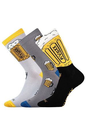 Men's antibacterial socks with a beer motif. antibacterial protection by silver ions in silproX material suitable for warmer