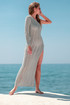 Summer knitted dress with exposed shoulder
