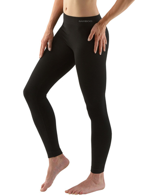 Eco women's black leggings from Czech brand Gina. high percentage of bamboo viscose stretchy wider waistband for maximum