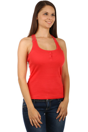 Women's tank top with lace on back. Fastening to the chest with buttons. Material: 100% cotton