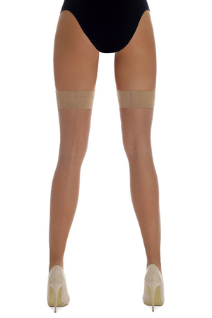 Women's fishnet self-holding stockings material 20 DEN on the inside of the hem is a silicone strap that holds the stockings