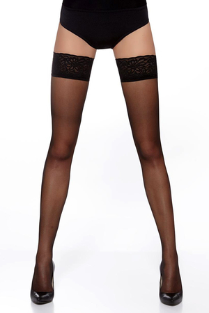 Women's self-holding stockings with lace hem qualilty 20 DEN soft transparent material sensually highlights your legs on the