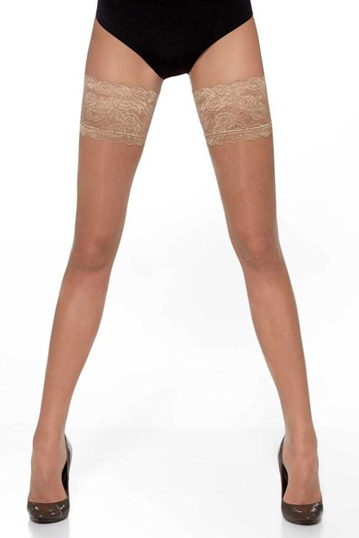Self-holding stockings with wide lace 20 DEN