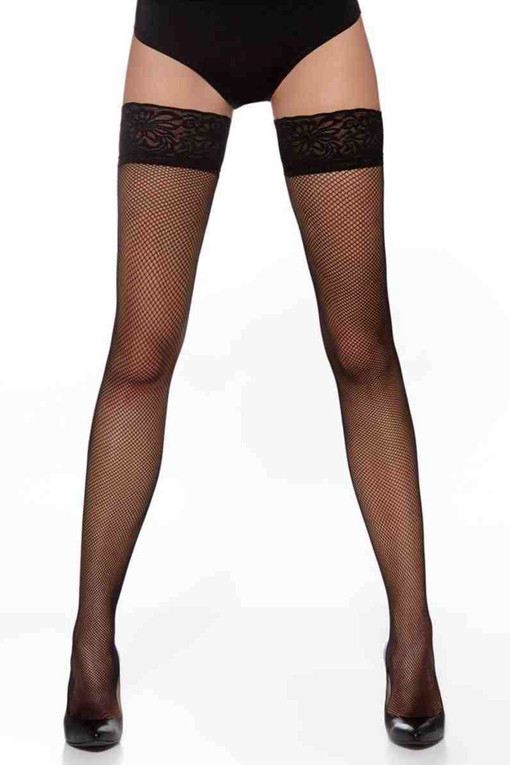 Mesh self-holding stockings with decorative seams 20 DEN