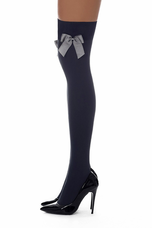 Women's self-holding socks with decorative bows 80 DEN the knee-highs do not have a reinforced toe elegant sexy look will
