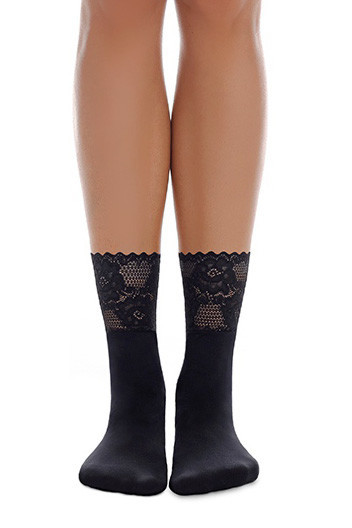 Smooth nylon socks decorative lace 80 DEN
