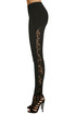 Black thermo leggings with decorative lace