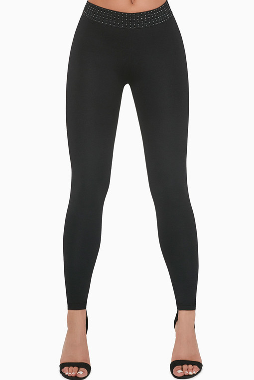 Black shaping leggings with a decorative waist