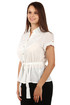 Ladies blouse with belt and lace on back