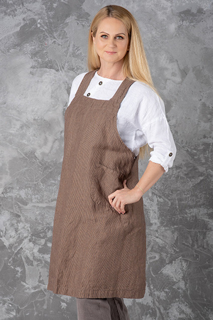 Linen apron not only for the kitchen and cleaning made of 100% natural linen. breathable fabric suitable for all seasons