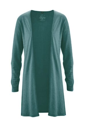 One-color women's cardigan with organic cotton and hemp from the sustainable fashion collection HempAge minimalist look