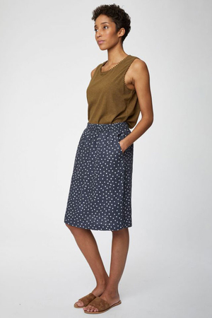 Polka dot skirt made of 100% hemp elasticated waist elastic waistband for comfortable dressing and wearing two practical welt