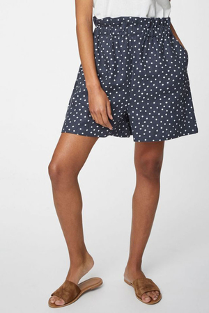Women's polka dots shorts made of eco material wide elasticated waist two practical side pockets provided flap on front wide