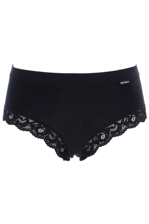 Women's panties with decorative lace on the legs. made of elastic cotton knit back part of panties smooth front part smooth,
