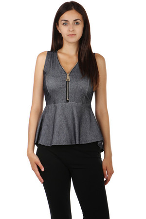 Ladies' elegant top with lace back. Refined zip front. Import: Italy Material: 95% polyester, 5% elastane