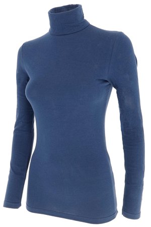 Women's cotton turtleneck with long sleeves. made of stretch cotton knit front and back opaque long sleeves for cooler