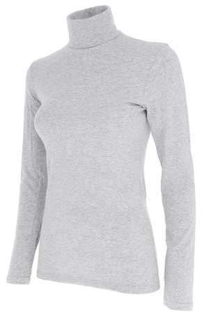 Women's cotton turtleneck with long sleeves. made of stretch cotton knit front and back opaque long sleeves for cooler
