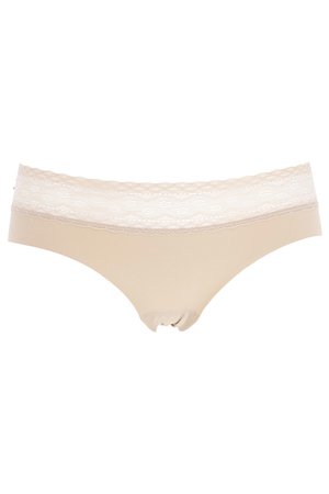 Comfortable women's low panties with lace waistband under tight-fitting clothes. made of soft, stretchy microfiber lace