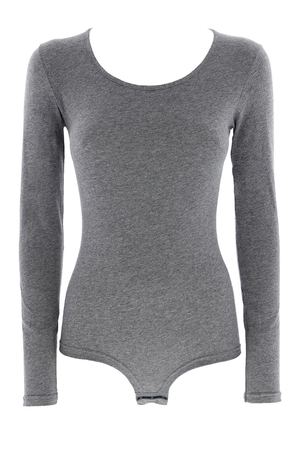 Women's cotton long sleeve bodysuit. made of fine cotton knit hook and eye fastening at the crotch your back will always be