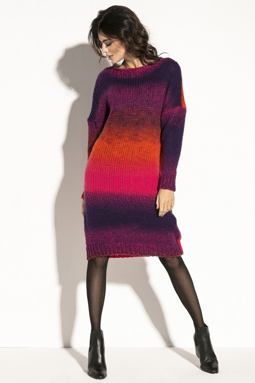 Wool two-tone knitted dress