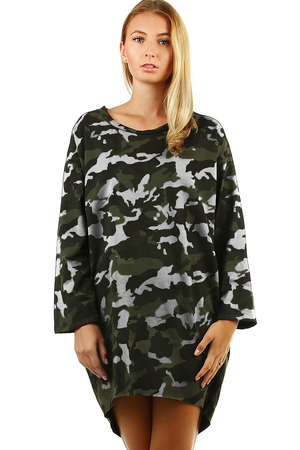 Cotton dress with a fashionable camouflage pattern. pleasant material comfortable loose fit the camouflage pattern promotes a