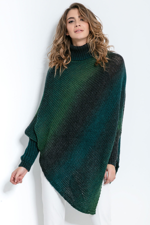Poncho with turtleneck in an unfussy colour scheme stitched, several shades of one colour high turtleneck at the neck long