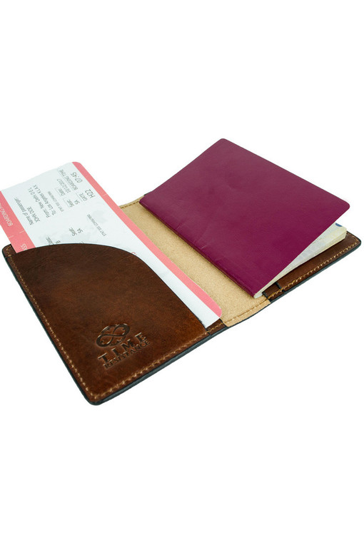 Leather travel wallet for documents