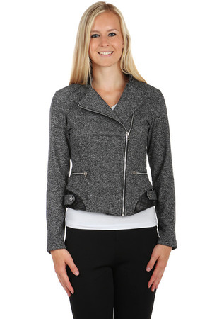 Amazing jacket with asymmetrical fastening. Without pockets. Up to size XXXL. Material: 65% polyester, 35% cotton.