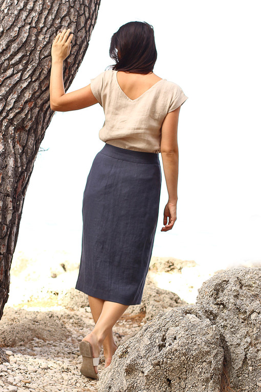 Linen T-shirt Lotika with short sleeves