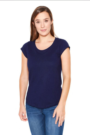 Hemp women's ECO T-shirt German brand HemPro Hemp and bio-cotton antibacterial breathable monochromatic blue options round