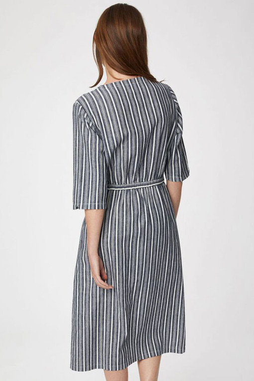 Women's hemp midi dress with stripe